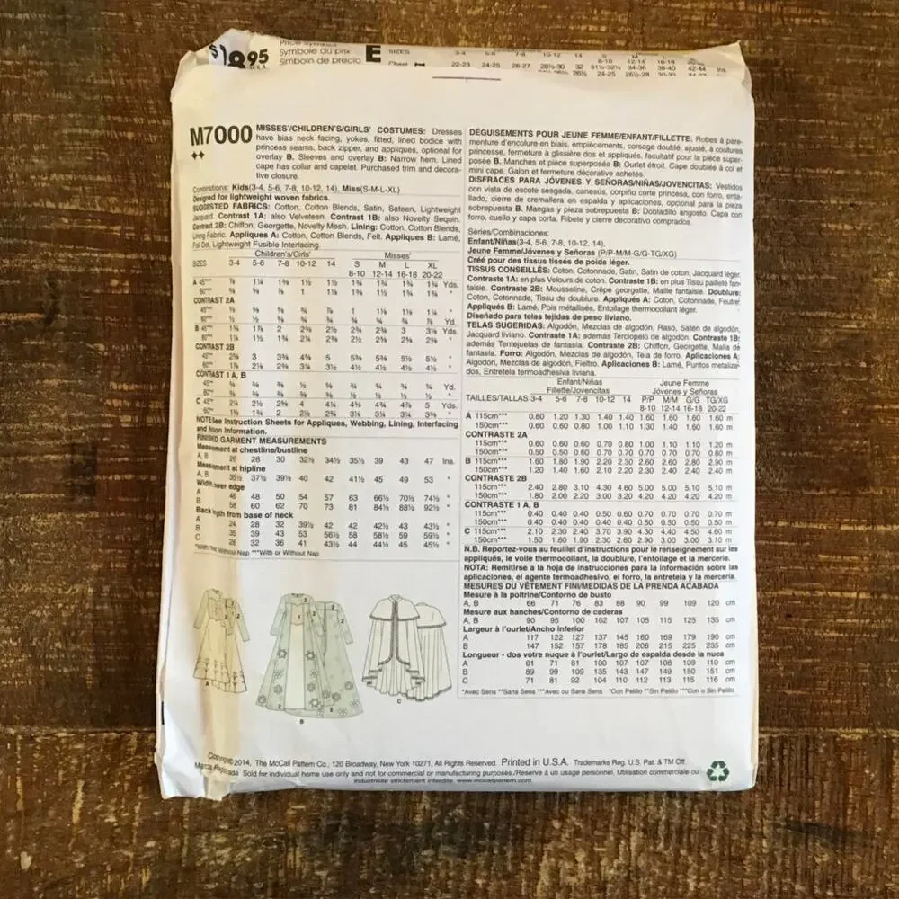 McCalls Sewing Pattern M7000 Frozen Anna Elsa Cosplay Princess Size 8-22 UNCUT
